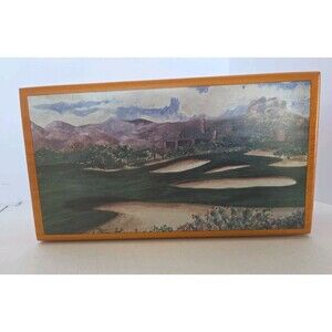 Vintage 1996 Lane Sedona AZ Golf Scene Cedar Jewelry/Keepsake Box Signed B. ZINK